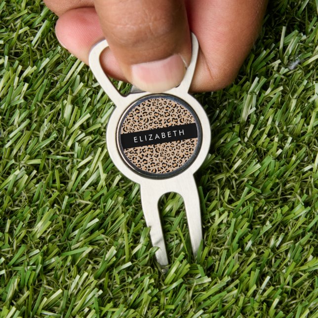 Leopard Print, Spots, Brown Leopard, Your Name Divot Tool (Insitu 1)