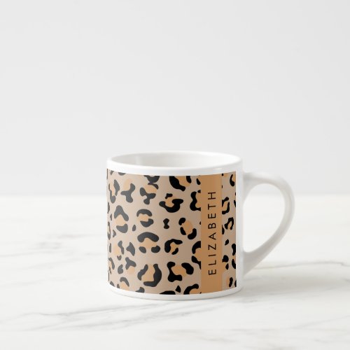 Leopard Print Spots Brown Leopard Your Name Espresso Cup