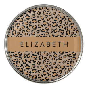 Leopard Print, Spots, Brown Leopard, Your Name Golf Ball Marker