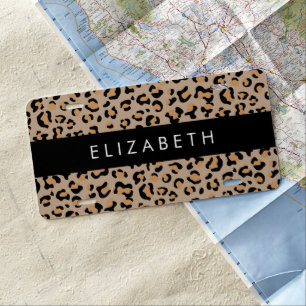 Leopard Print, Spots, Brown Leopard, Your Name License Plate