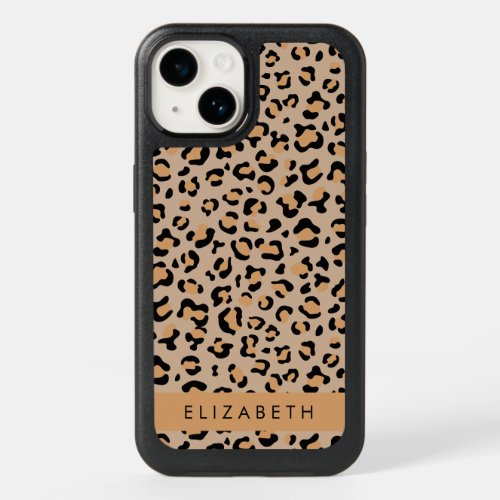 Leopard Print Spots Brown Leopard Your Name OtterBox iPhone 14 Case