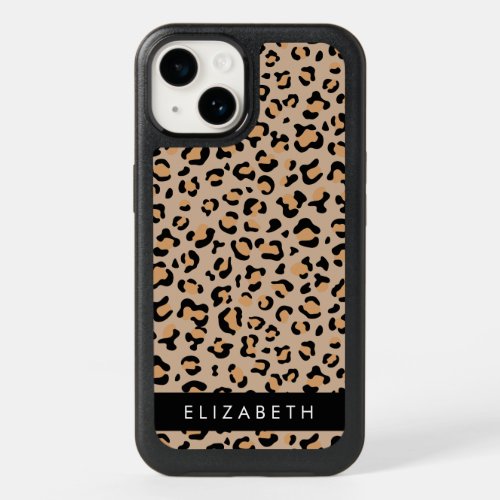 Leopard Print Spots Brown Leopard Your Name OtterBox iPhone 14 Case