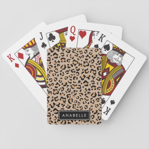 Leopard Print Spots Brown Leopard Your Name Playing Cards