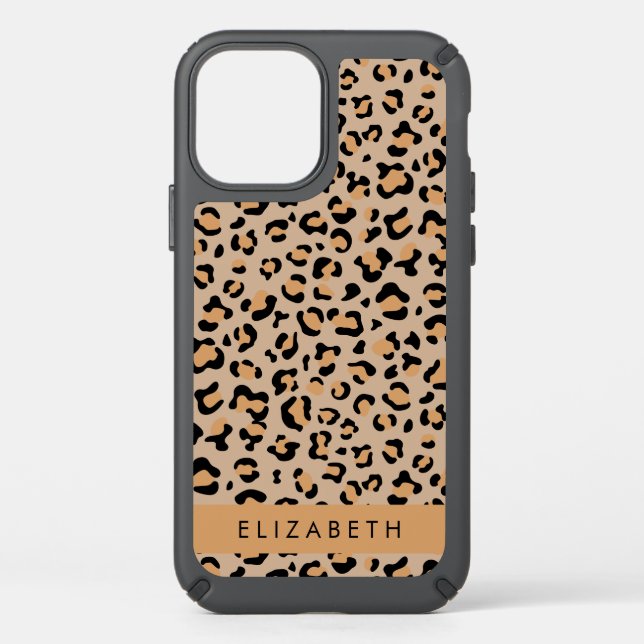 Leopard Print, Spots, Brown Leopard, Your Name Speck iPhone 12 Case (Front)