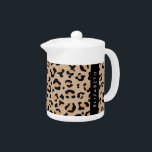 Leopard Print, Spots, Brown Leopard, Your Name Teapot<br><div class="desc">Elegant, stylish and sophisticated leopard pattern in brown color. Modern and trendy gift, perfect for the animal print lover in your life. Personalize by adding your name, nickname, monogram or initials.</div>