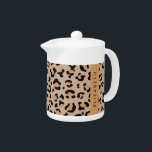 Leopard Print, Spots, Brown Leopard, Your Name Teapot<br><div class="desc">Elegant, stylish and sophisticated leopard pattern in brown color. Modern and trendy gift, perfect for the animal print lover in your life. Personalize by adding your name, nickname, monogram or initials.</div>
