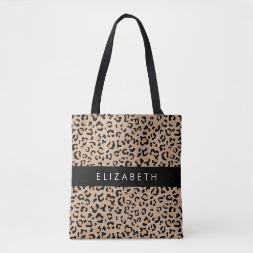 Leopard Print Spots Brown Leopard Your Name Tote Bag