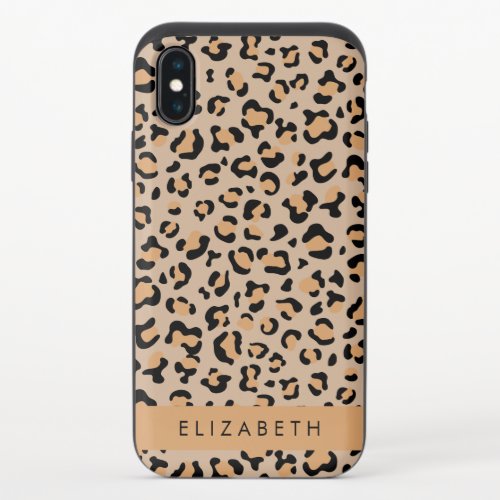 Leopard Print Spots Brown Leopard Your Name iPhone X Slider Case