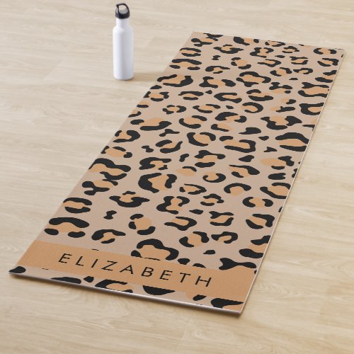 Leopard Print Spots Brown Leopard Your Name Yoga Mat