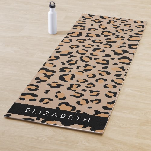 Leopard Print Spots Brown Leopard Your Name Yoga Mat