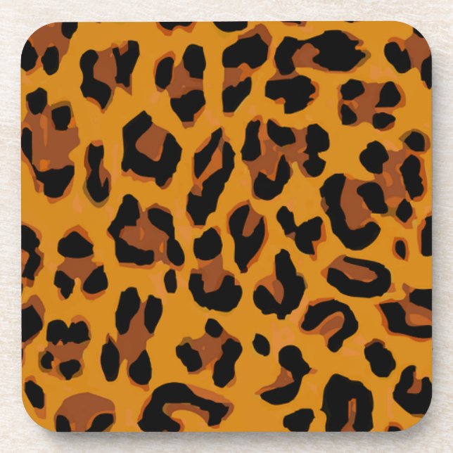 Leopard Print Spots Pattern Beverage Coaster (Front)