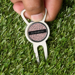 Leopard Print, Spots, Pink Leopard, Your Name Divot Tool