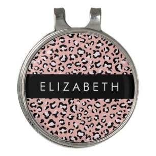 Leopard Print, Spots, Pink Leopard, Your Name Golf Hat Clip