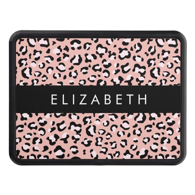 Leopard Print, Spots, Pink Leopard, Your Name Hitch Cover (Front)