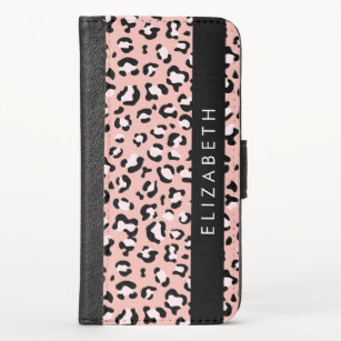 Leopard Print, Spots, Pink Leopard, Your Name iPhone X Wallet Case