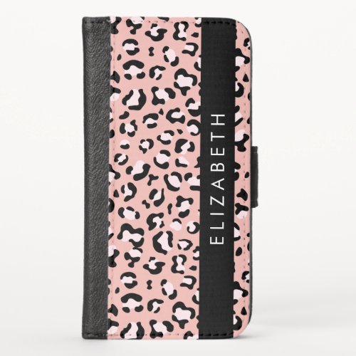 Leopard Print Spots Pink Leopard Your Name iPhone X Wallet Case