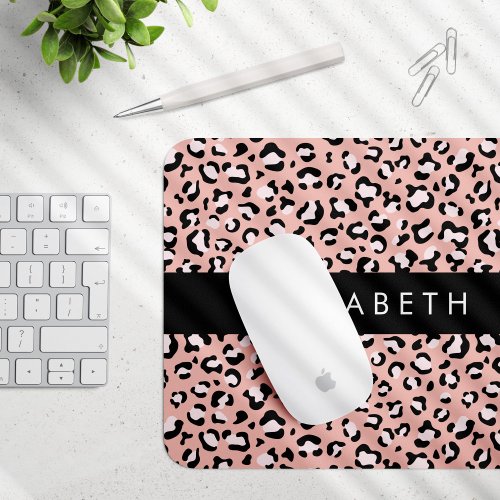 Leopard Print Spots Pink Leopard Your Name Mouse Pad