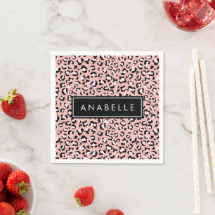 Leopard Print, Spots, Pink Leopard, Your Name Napkins
