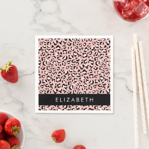 Leopard Print Spots Pink Leopard Your Name Napkins