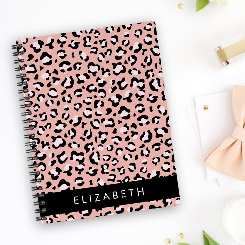 Leopard Print Spots Pink Leopard Your Name Notebook