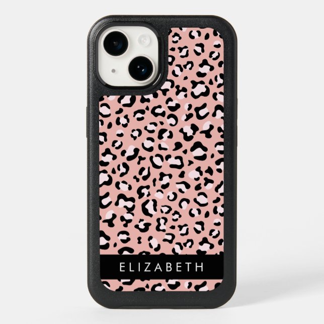 Leopard Print, Spots, Pink Leopard, Your Name Otterbox iPhone Case (Back)