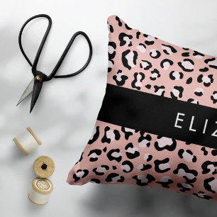 Leopard Print, Spots, Pink Leopard, Your Name Pillow Case