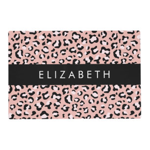 Leopard Print, Spots, Pink Leopard, Your Name Placemat