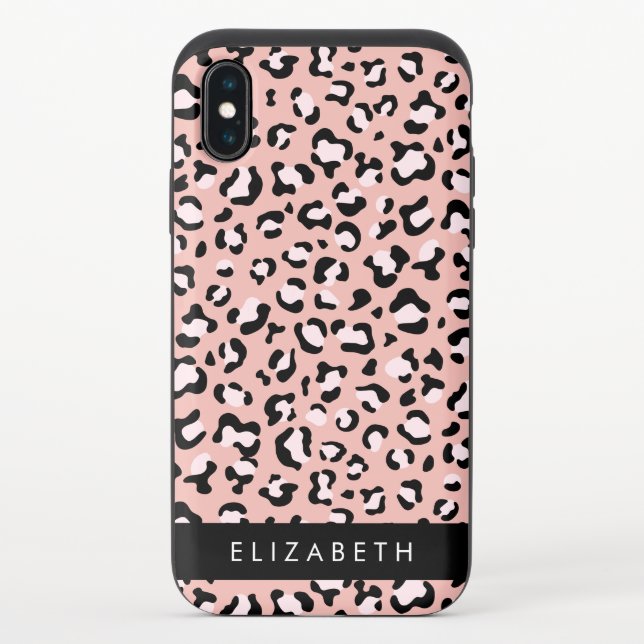 Leopard Print, Spots, Pink Leopard, Your Name Uncommon iPhone Case (Back)