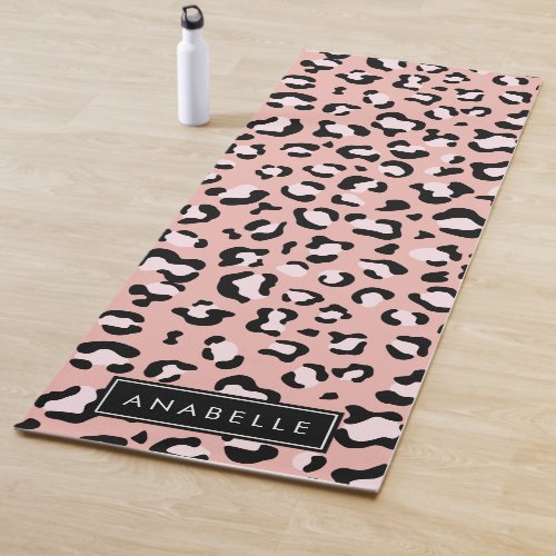 Leopard Print Spots Pink Leopard Your Name Yoga Mat