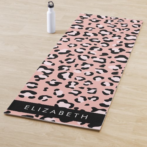 Leopard Print Spots Pink Leopard Your Name Yoga Mat