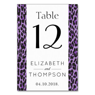 Leopard Print, Spots, Purple Leopard, Wedding Table Number