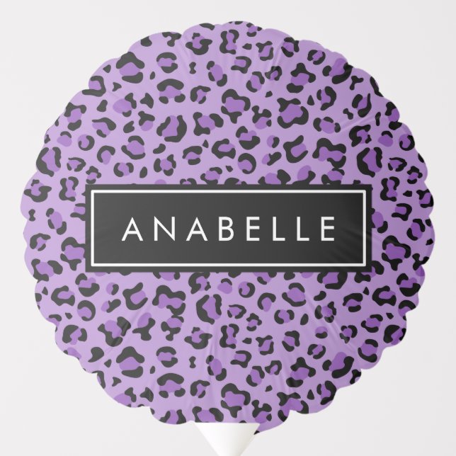 Leopard Print, Spots, Purple Leopard, Your Name Balloon (Front)