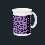 Leopard Print, Spots, Purple Leopard, Your Name Beverage Pitcher<br><div class="desc">Elegant,  stylish and sophisticated leopard pattern in purple color. Modern and trendy gift,  perfect for the animal print lover in your life. Personalize by adding your name,  nickname,  monogram or initials.</div>