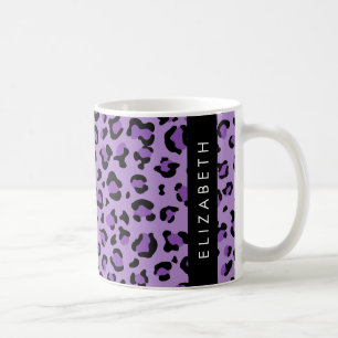 Leopard Print, Spots, Purple Leopard, Your Name Coffee Mug