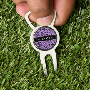 Leopard Print, Spots, Purple Leopard, Your Name Divot Tool