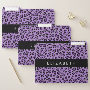 Leopard Print, Spots, Purple Leopard, Your Name File Folder