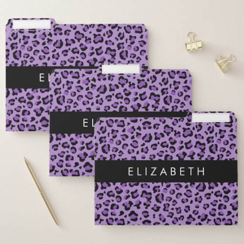 Leopard Print Spots Purple Leopard Your Name File Folder