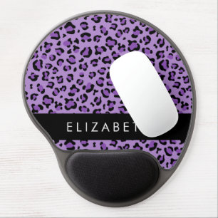 Leopard Print, Spots, Purple Leopard, Your Name Gel Mouse Pad