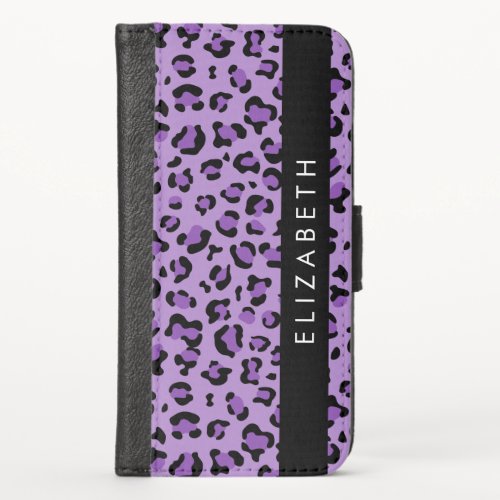 Leopard Print Spots Purple Leopard Your Name iPhone X Wallet Case