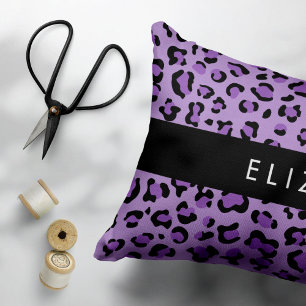 Leopard Print, Spots, Purple Leopard, Your Name Pet Bed