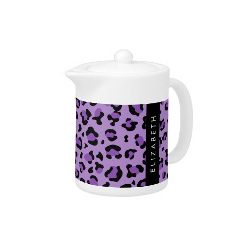 Leopard Print Spots Purple Leopard Your Name Teapot