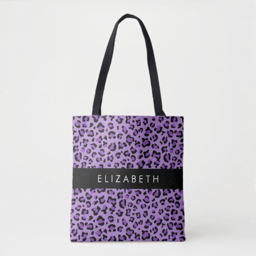 Leopard Print Spots Purple Leopard Your Name Tote Bag