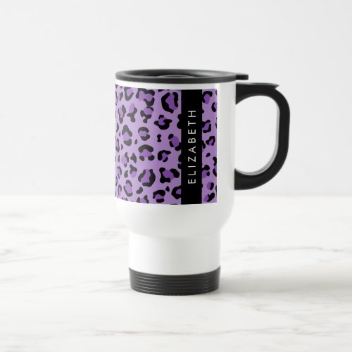 Leopard Print Spots Purple Leopard Your Name Travel Mug