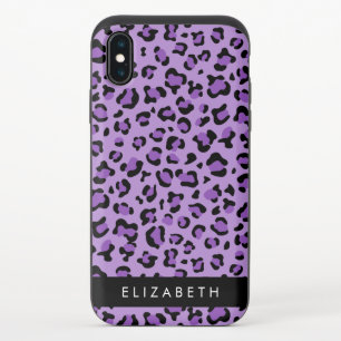Leopard Print, Spots, Purple Leopard, Your Name iPhone X Slider Case