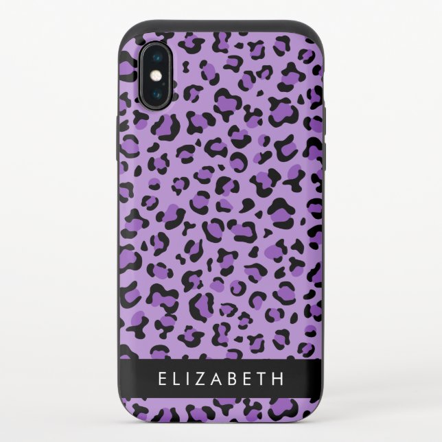 Leopard Print, Spots, Purple Leopard, Your Name Uncommon iPhone Case (Back)