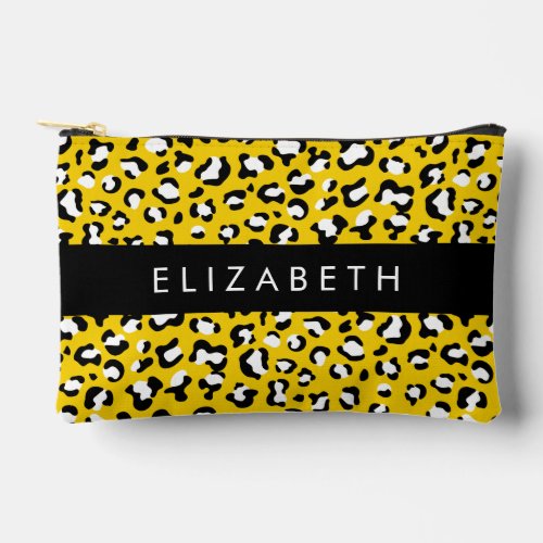 Leopard Print Spots Yellow Leopard Your Name Accessory Pouch