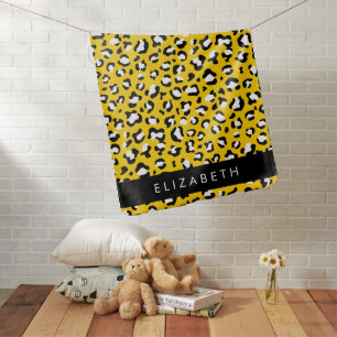 Leopard Print, Spots, Yellow Leopard, Your Name Baby Blanket