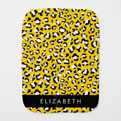 Leopard Print Spots Yellow Leopard Your Name Baby Burp Cloth