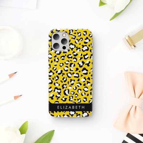 Leopard Print Spots Yellow Leopard Your Name iPhone 12 Pro Case