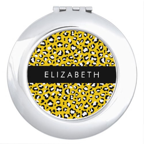 Leopard Print Spots Yellow Leopard Your Name Compact Mirror